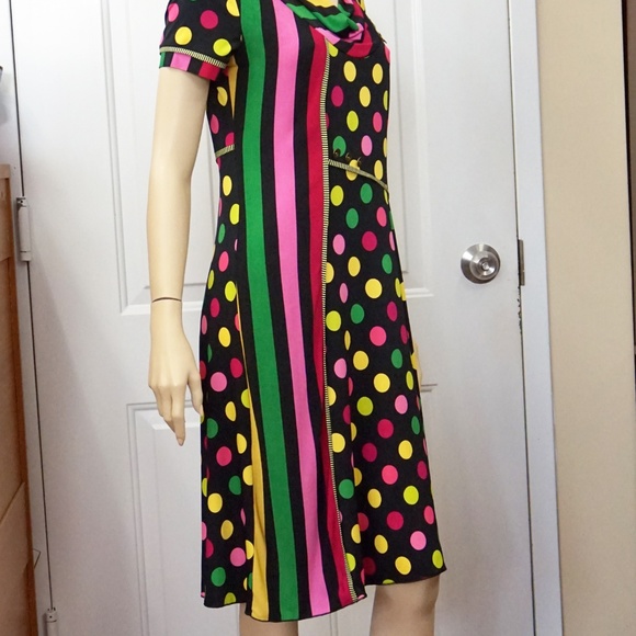 PARTY DOTTED DRESS COLORFUL STRETCH EUROPEAN - Picture 6 of 8